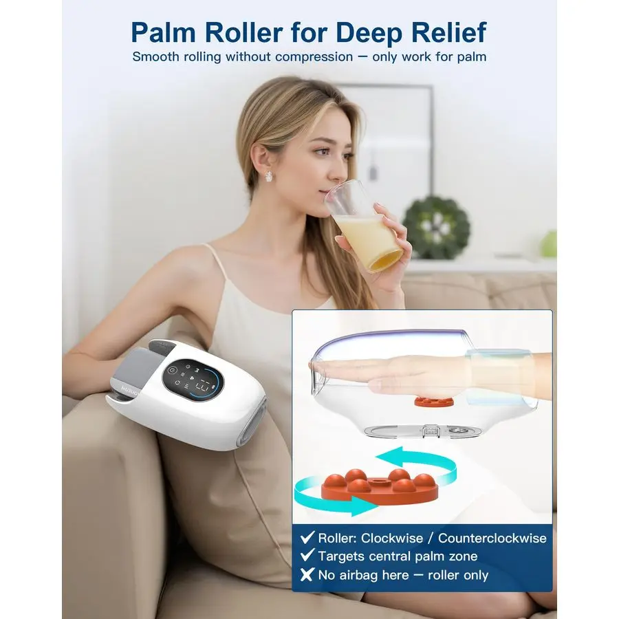 Massager with Heat and Compression FullHand and Wrist Coverage with Touchscreen amp Palm Roller Designed for Daily Comfort at Ho