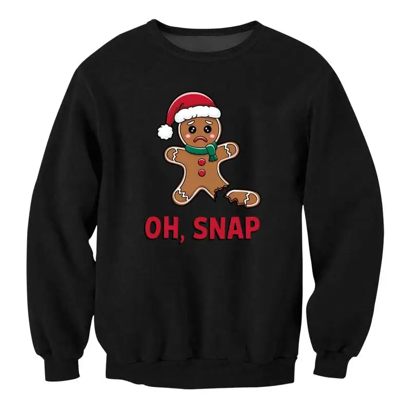 Oh snap gingerbread cosplay homem moletom de natal casal preto bege gráfico pulôver traje outono inverno topos roupas