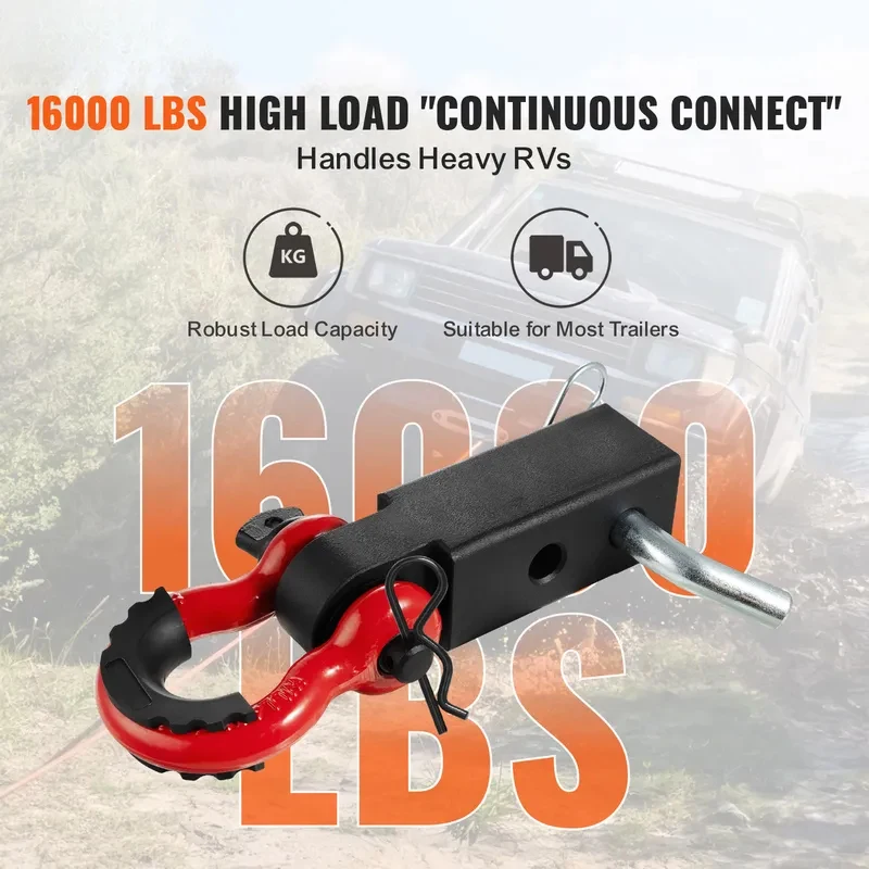 

2in D-Ring Shackle Hitch Receiver with Trailer Hitch Lock Pin Towing Accessories for Trucks Off-Road Vehicle Recovery