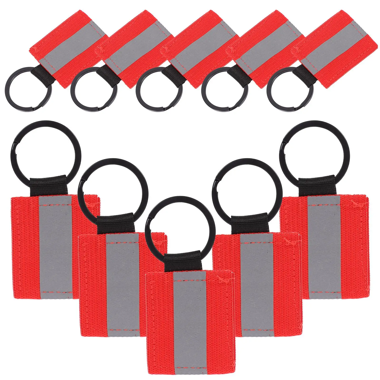 

10pcs Reflective Keychain Tags High Visibility Pendants Lightweight Aluminum Alloy Rings Double Sided Backpack