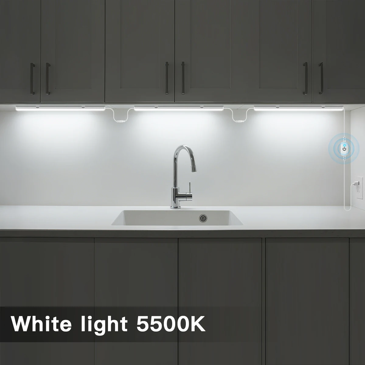 3x LED Tube USB DC5V White 6000K-6500K Touch Dimming LED Light for Room Kitchen Decor,High Quality Aluminum Shell Lamp Bar 30cm