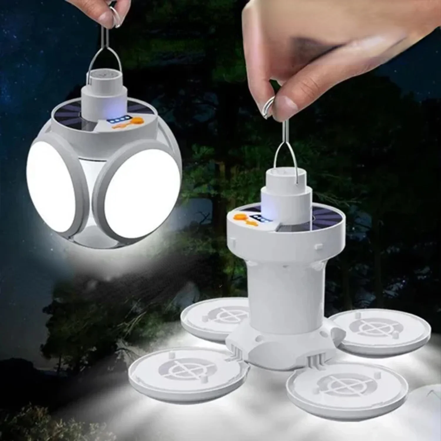 

Solar Outdoor Folding Light Portable USB Rechargeable Camping Torch Emergency Lamp Power Outages Bulb Search Lights
