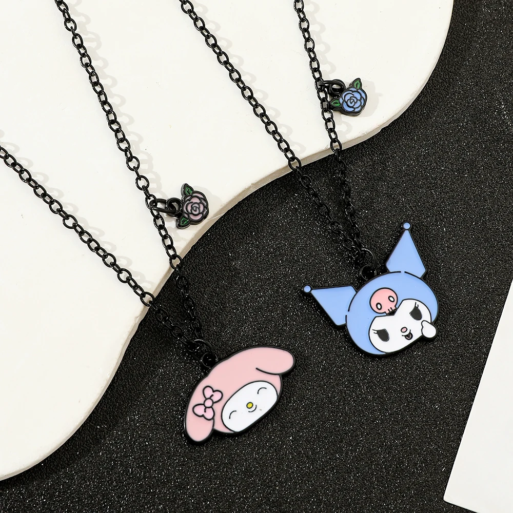 Anime Sanrio Figura Kuromi My Melody Cartoon Ciondolo in metallo Kawaii Donna Ragazza Regali di compleanno per feste