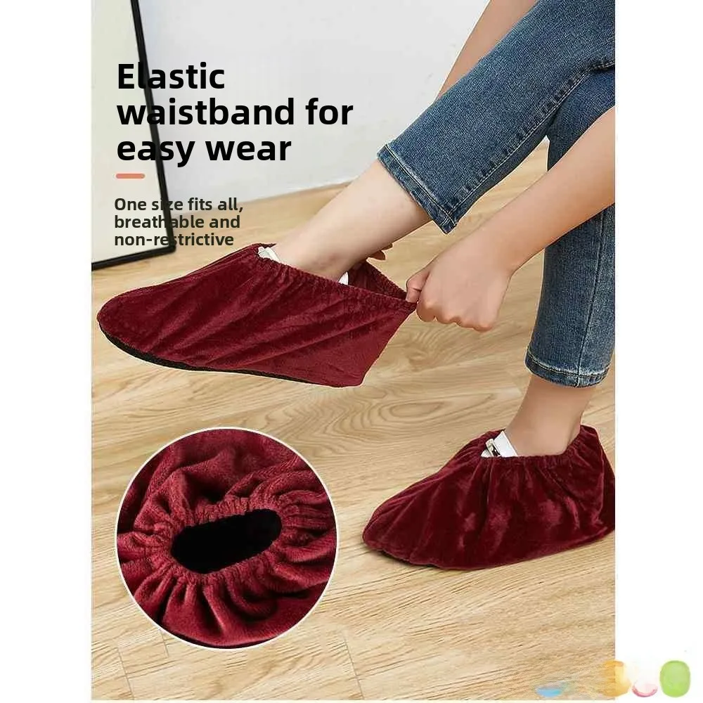 

Утолщенные бархатные бахилы для обуви для студентов, для домашнего использования, моющиеся, нескользящие, для детей и взрослых, Fly Blue Valley