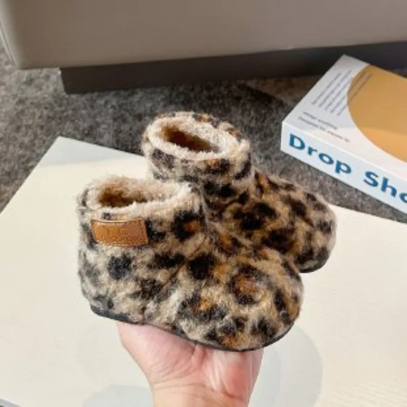 2025 Winter New Children's Soft Bottom Cute Plush Snow Boots with Plush Girls Fashion Warm Cotton Shoes Comfortable