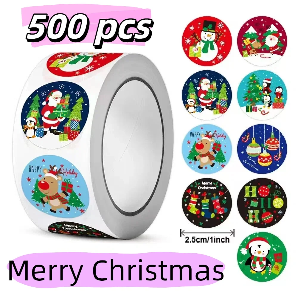 500개 크리스마스 만화 스티커, 귀여운 만화 장식 스티커, 휴대폰 케이스, 물컵 및 노트북용, 귀여운
