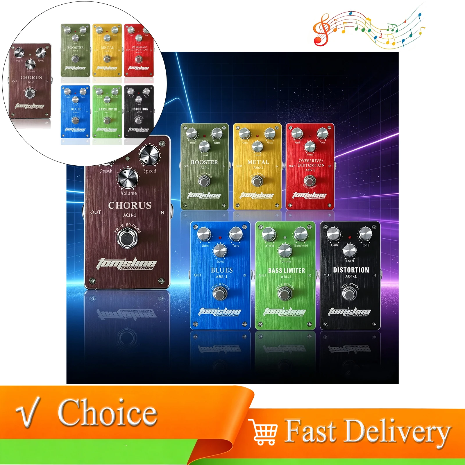 AROMA Chorus Electric Guitar Effect Pedal Premium Chorus Effects Low Noise True Bypass Guitar Accessories for Guitar Series