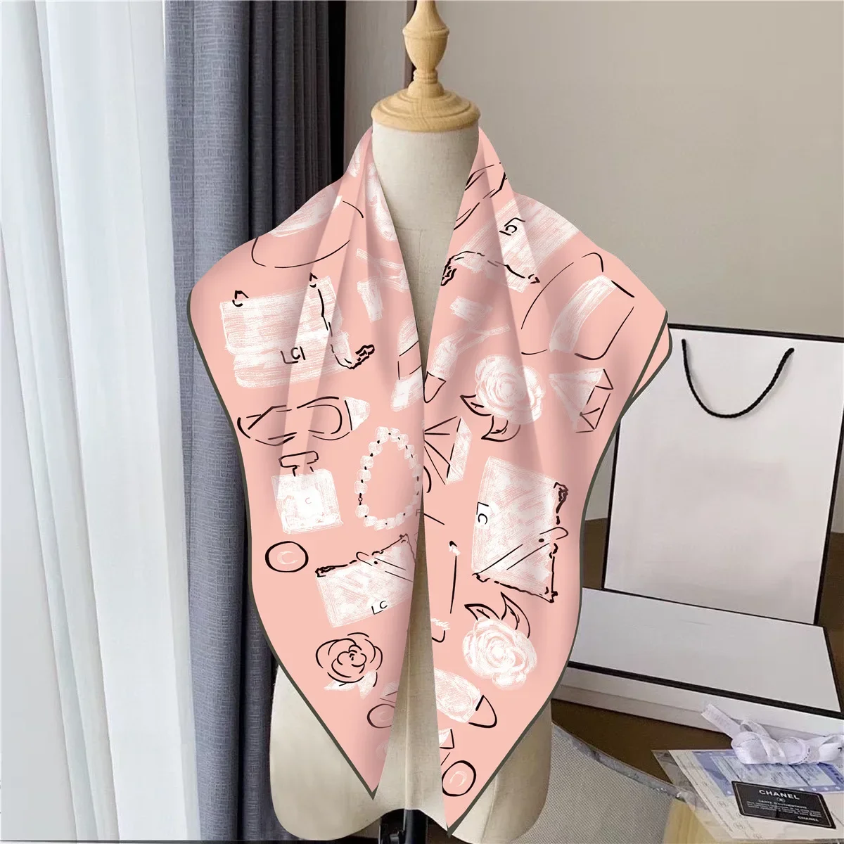 90Cm New Hat Bag Twill Silk Women\'s Travel Sunscreen Shawl Large Square Scarf Headscarf Wholesale  Scarf for Women