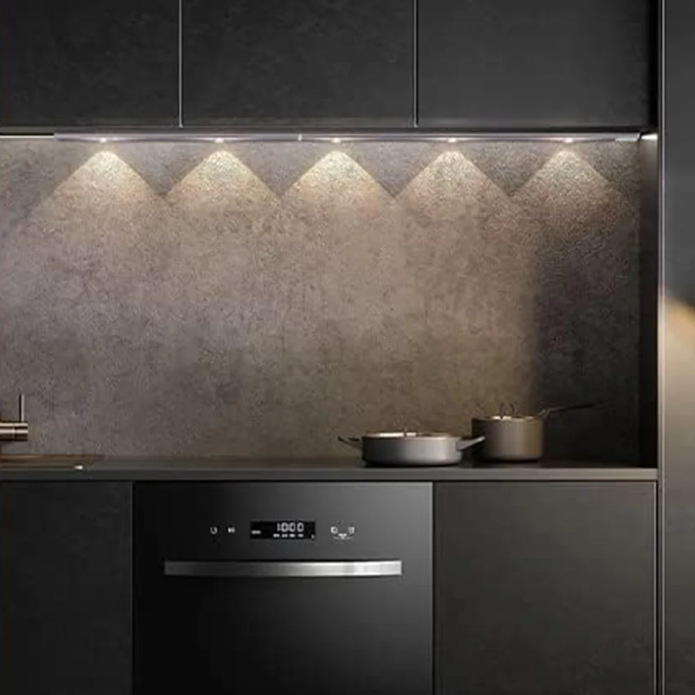 

Under Cabinet Light LED Motion Sensor Light 3 Color Dimmable Rechargeable Closet Light 4 Lamp Beads for Wardrobe Closet Cabinet