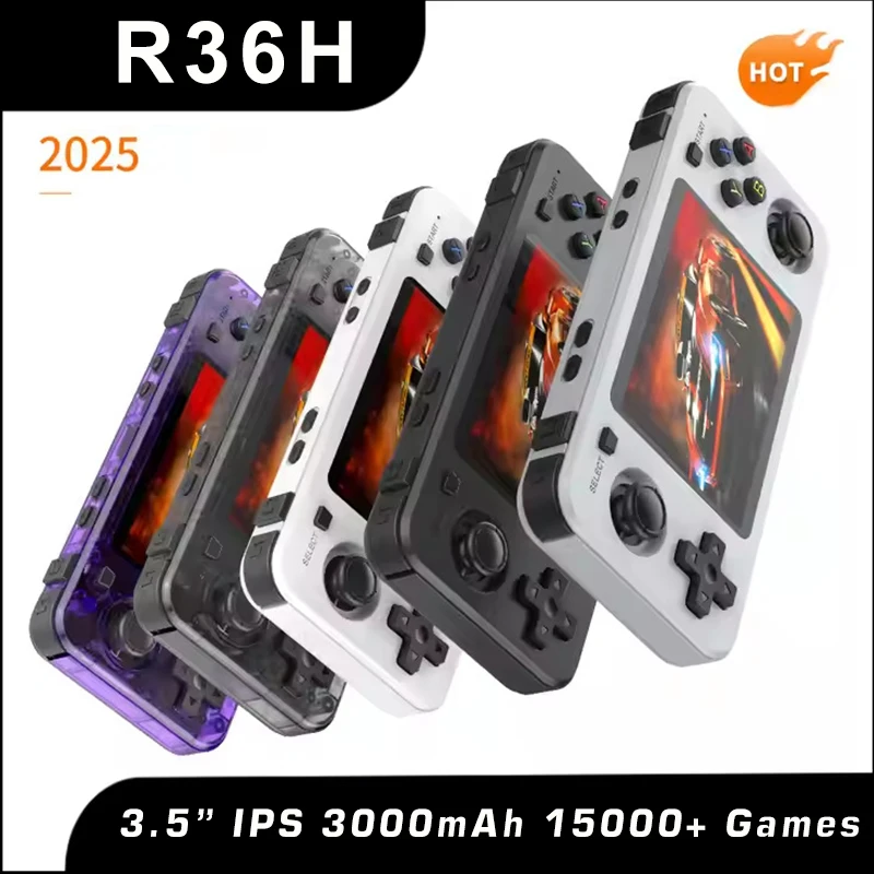 New R36H Retro Handheld Console Open-Source Arkos System Classic Game Consoles 3.5 inch IPS Screen R36S Portable Video Player