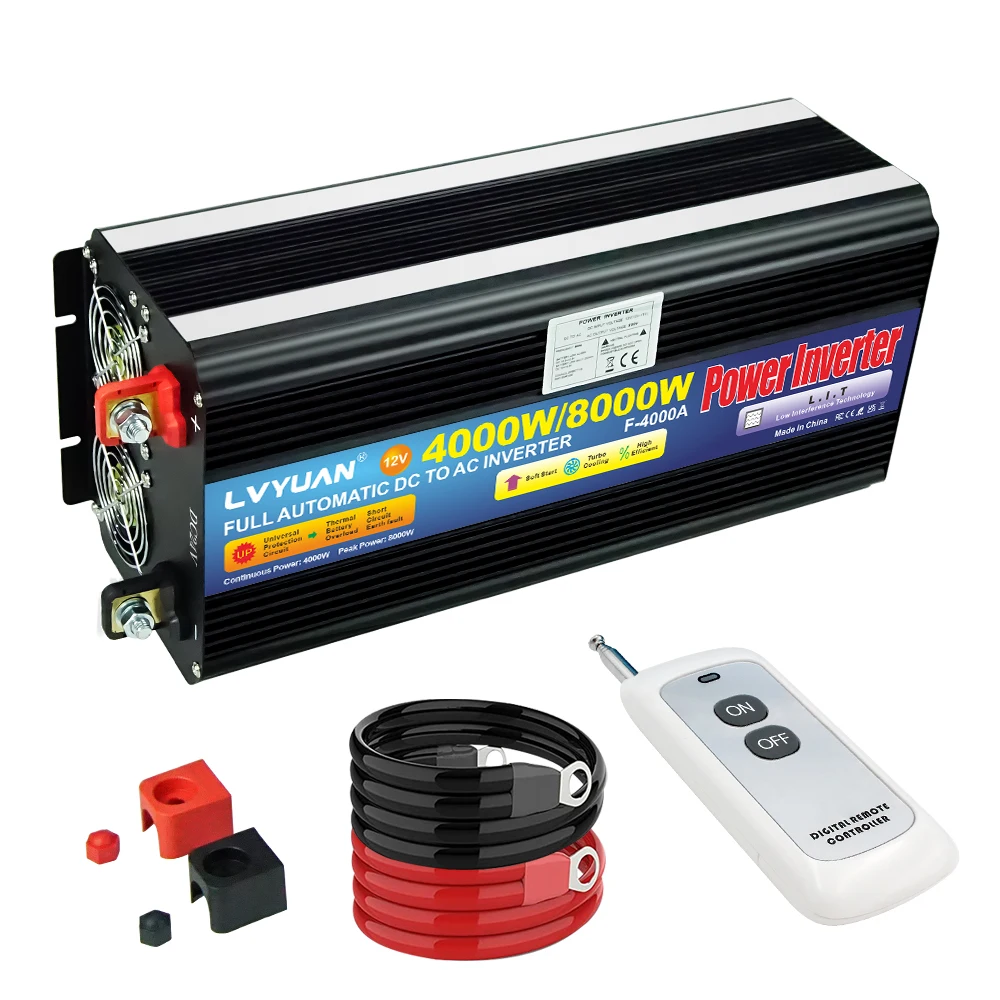 LCD 10kW Inverter DC12V/24V-AC220V Remote Control Smart Solar Power Station Inversor For Camping/Travel voltage Transfer