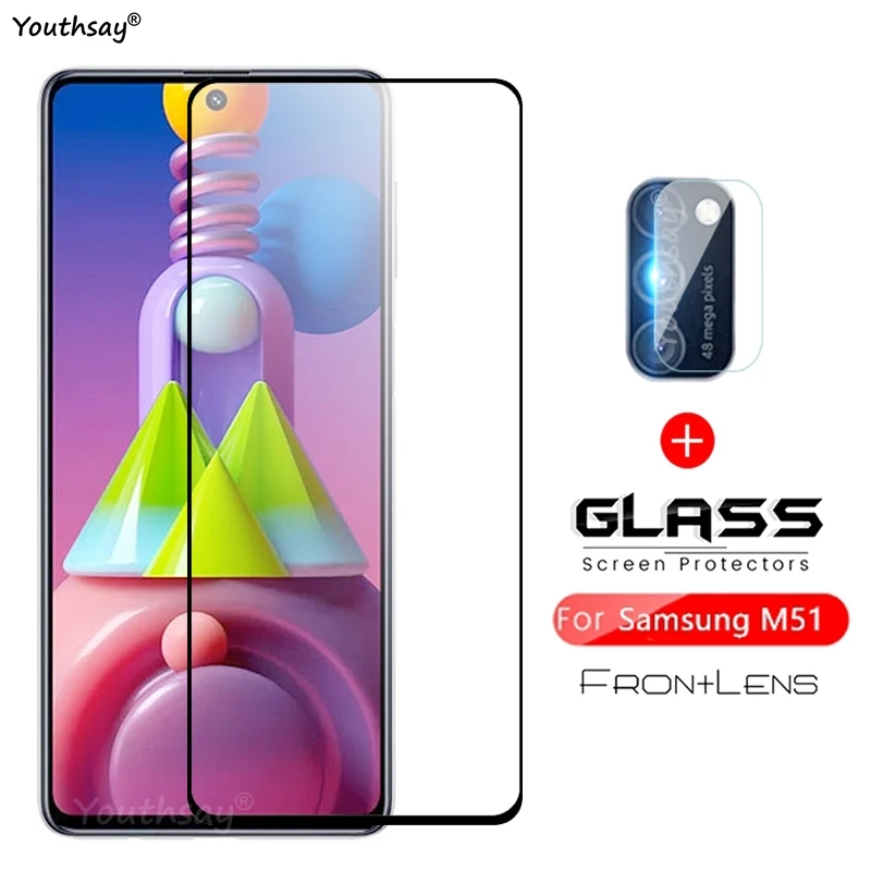 For Samsung Galaxy M51 Glass For Galaxy M51 Tempered Glass Full Glue Screen Protector Len Camera Protective Film For Samsung M51