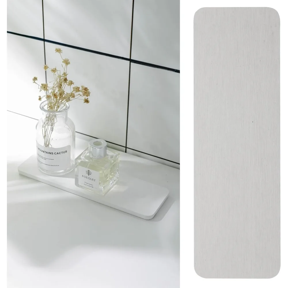 set of 2 water absorbent stone trays, kitchen/bathroom soap dish, instant dry sink organizers used for hand soap & plants & toil
