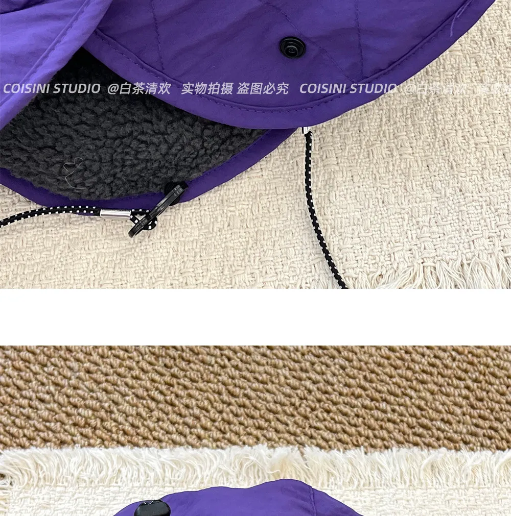 Herren- und Damen-Wintermütze, gefüttert mit Fleece, winddicht, warm, mit Ohrenschutz, Bomber-Mütze mit Krempe, verstellbarer Kordelzug, ideal zum Skifahren im Freien. – Detail 9