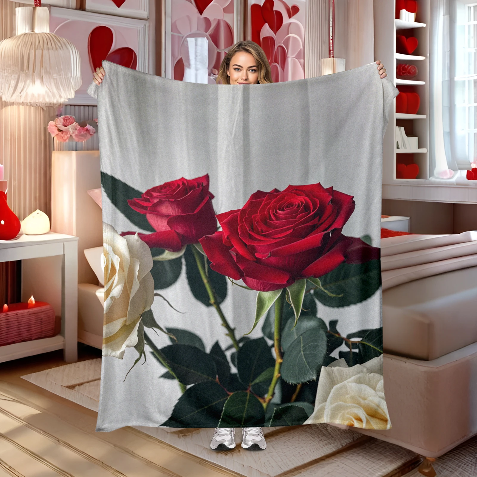 

Rose Themed Flannel Blanket Ideal As A Heartfelt Valentine S Gift Showing Deep Affection To Your Loved One