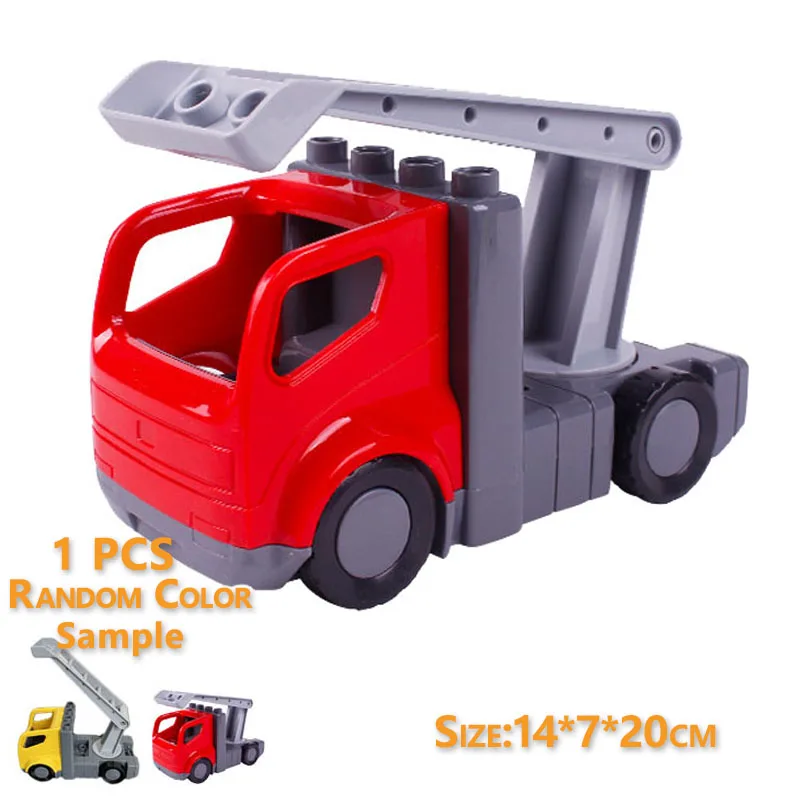 Trailer Auto Motor Boot Grote bouwstenen Collocatie Voertuigaccessoire Kid DIY Speelgoed Compatibel met Duploed Set Gift