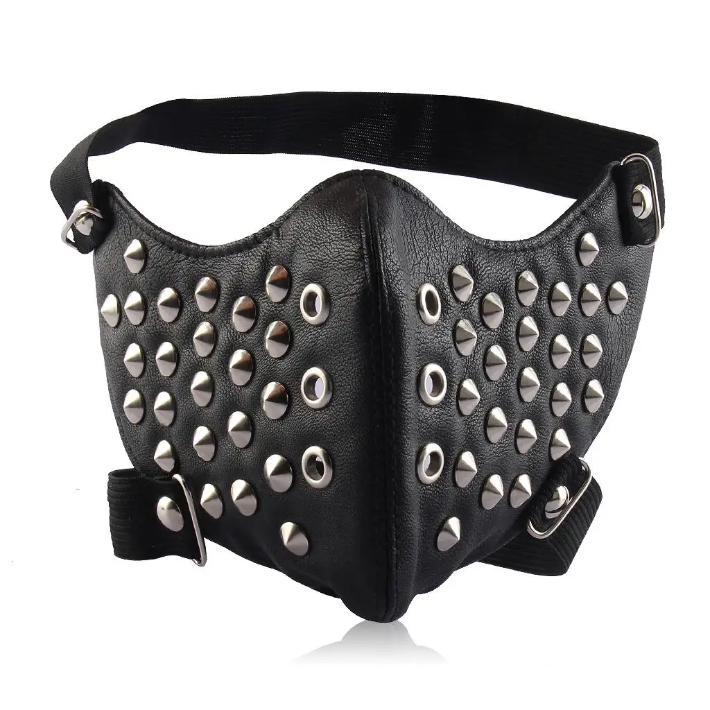 Motorcycle Leather Face Mask Punk Biker Style Unisex Gothic Windproof Dustproof Mask for Riding Climbing