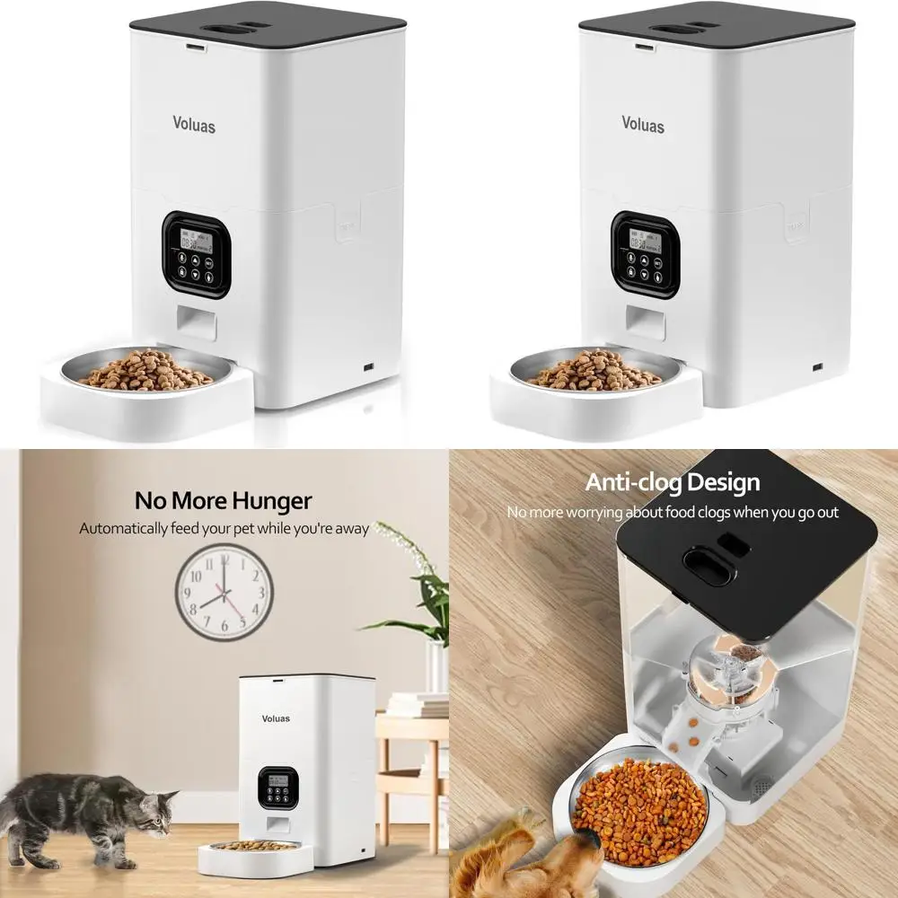 

Программируемый дозатор сухого корма для кошек на 4 ежедневных приема пищи, с пакетом-осушителем и функцией записи голоса