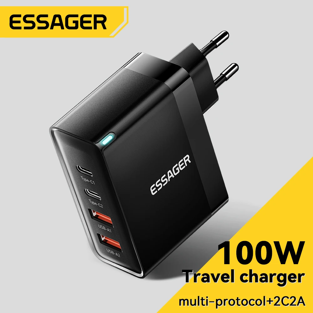 Essager 100W GaN USB Type C Caricabatterie PD QC Quick Charge 4.0 3.0 Type C Ricarica Rapida Per iPhone 14 13 12 Xiaomi Macbook