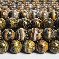 Natural Stone Beads Yellow Bumblebee Jasper Round Loose Spacer Quartz Beads 7/8/9/10/11mm For Jewelry Making DIY Bracelet