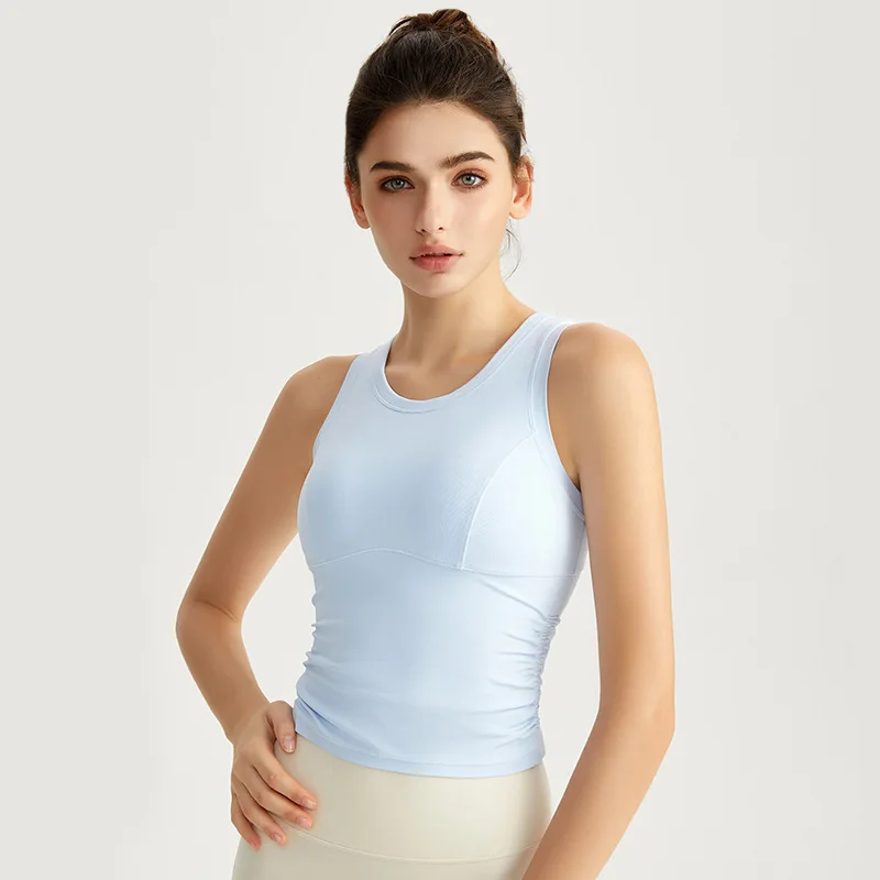 

2025 Fall Slim Fit Yoga Vest with Removable Bra Quick Dry Stretchy Workout Top for Running Gym Fitness Sports Bra Gym Mujer