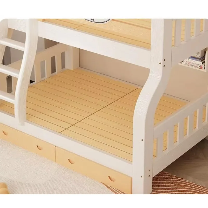 Cheap Kids Bedroom Furniture Solid Wood Cartoon Bed Children Bunk Bed for Stair Storage Study Table With Slide