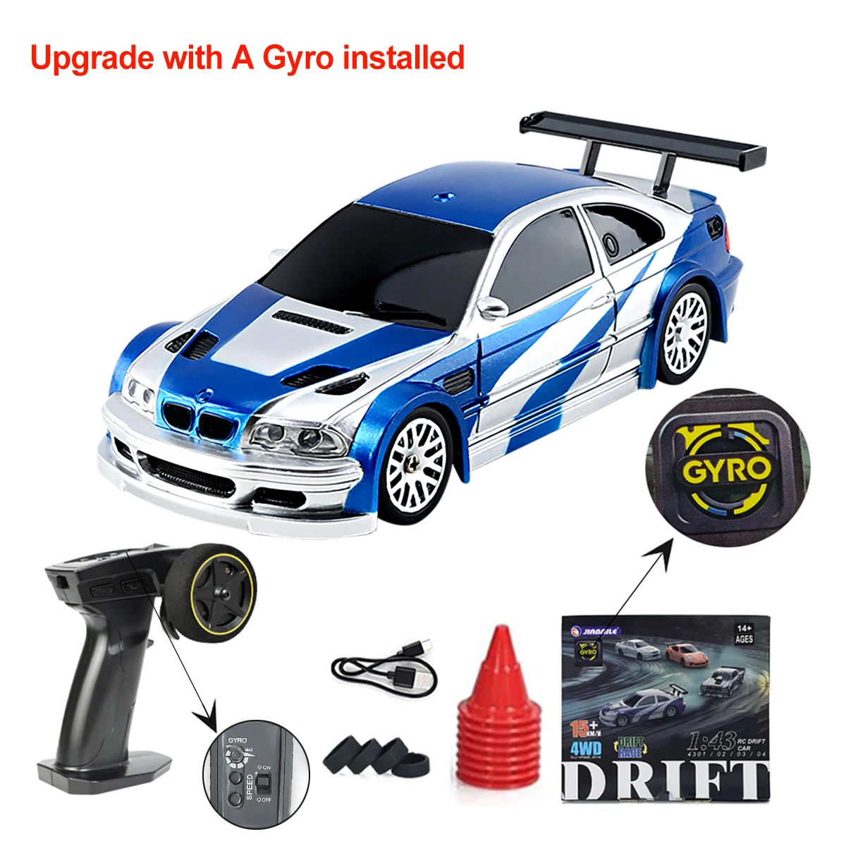 Verbeterde Gyro 1/43 RC Drifting Car Racing RTR 4WD Hoge Snelheid Radio Control Model 2.4G Drift Race Voertuig mini Geschenken