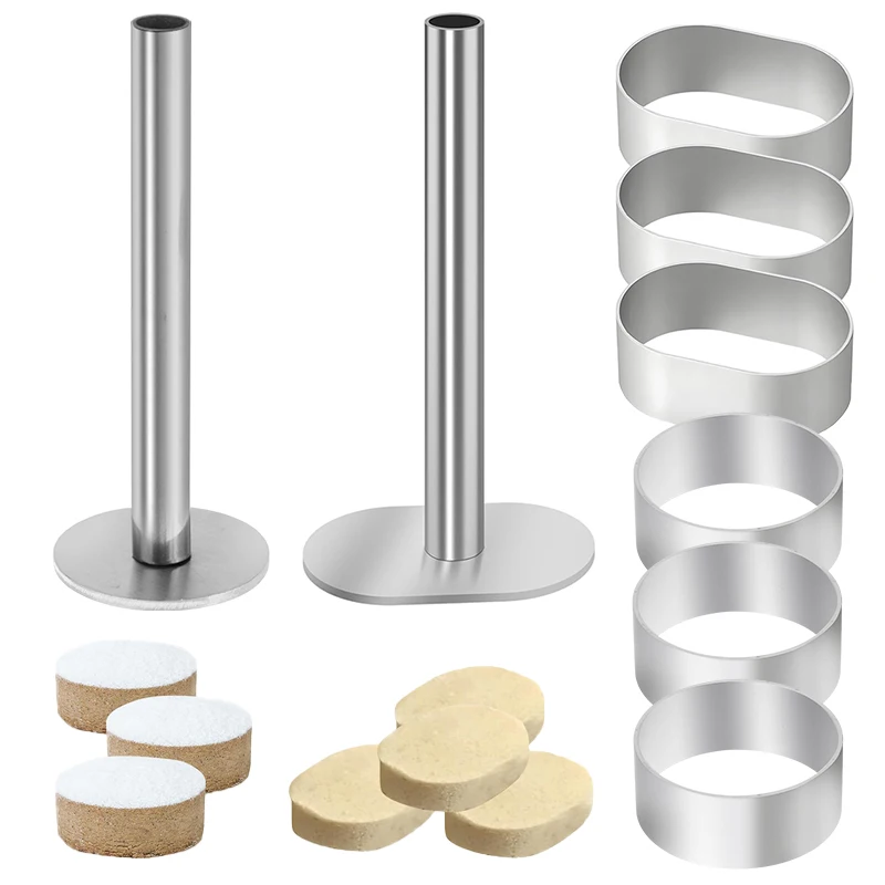 Stainless Steel Polvoron Mold with Pusher, Ring Baking Molds Pastry Mousse Cooking Rings DIY Cake Decor Tools