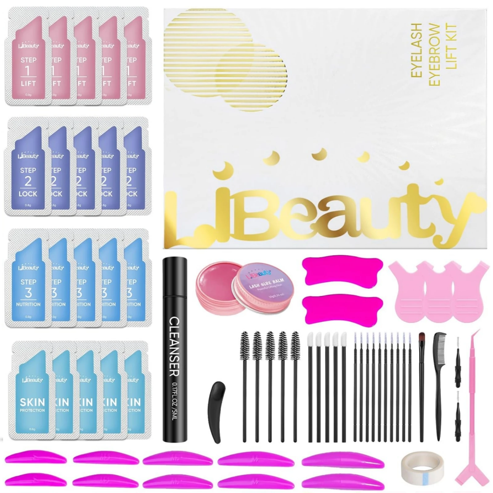 Libeauty Lash Lift Kit Eyelash Lift Kit With Glue Balm and Reusable Sticky Eye Pads Version Lash Curling Tools For Lash Lifting