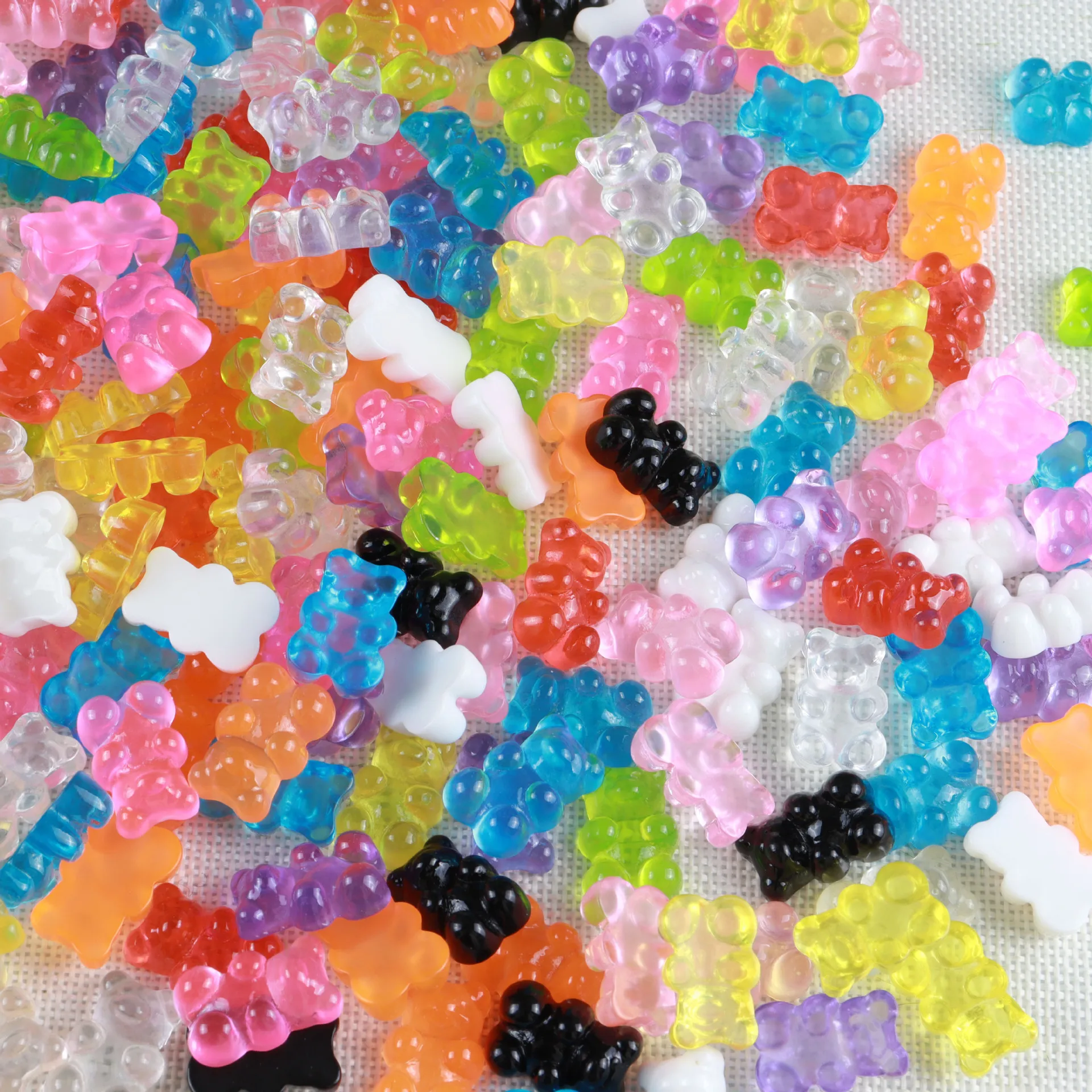 50 peças de Acessórios Kawaii para Unhas: Berloques de Resina 3D de Urso de Gelatina e Strass para Decoração de Unhas Postiças e Suprimentos DIY