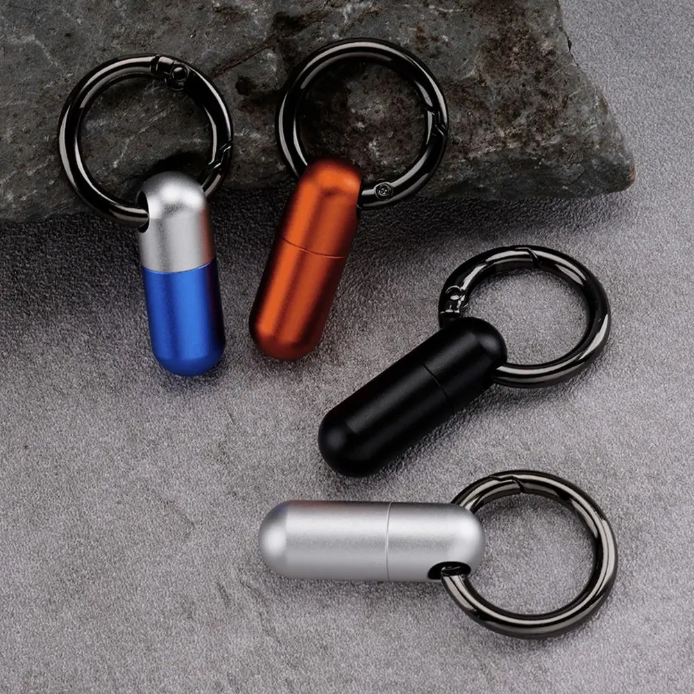 Sealed Design Pure Titanium Pill Box Waterproof Ultra-light Weight Keychain Pill Case Moisture-proof Keyring Attachment