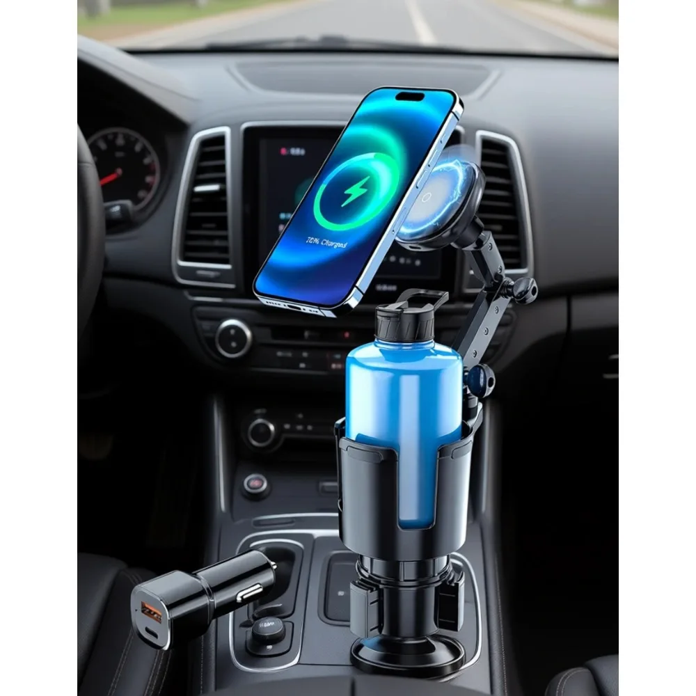 

Беспроводное магнитное автомобильное зарядное устройство с вращением на 360 градусов, быстрая зарядка, держатель для телефона для iPhone и Samsung Galaxy