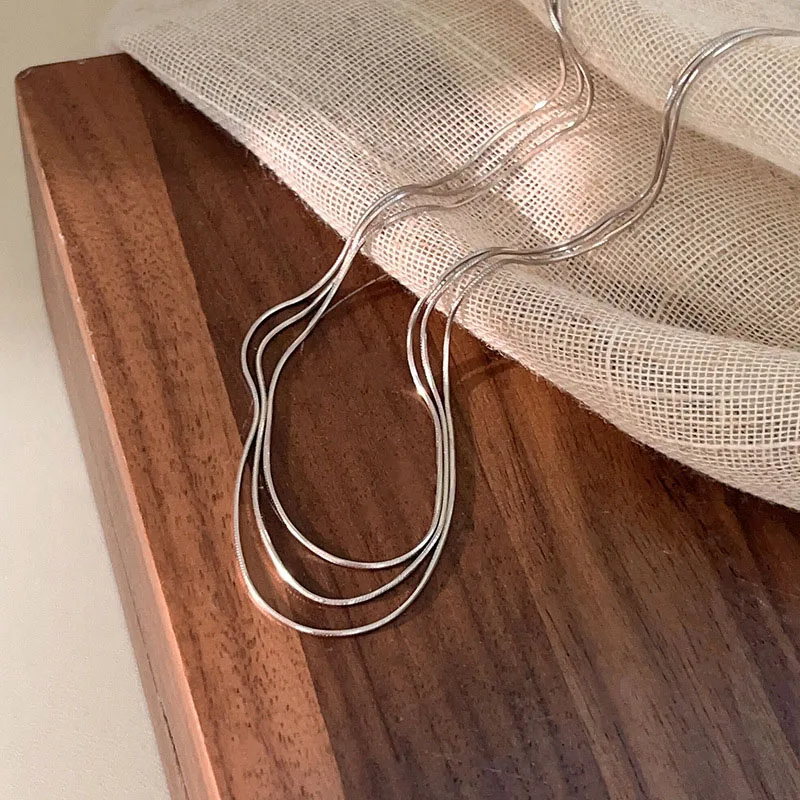 S925 Pure Silver Platinum Multi layered Layered Tassel Necklace for Women's Personalized Simple and Luxury Collar Round Chain