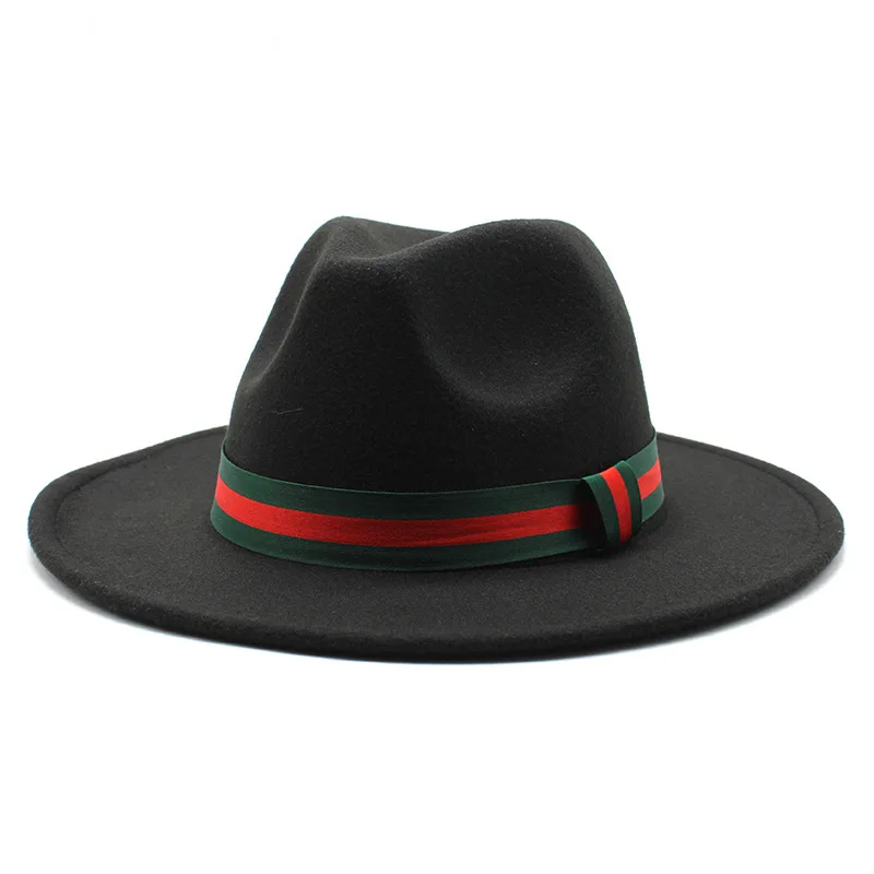 2021 European And American Autumn And Winter New Broad-brimmed Hat Fashion Flat Brim Top Hat Men And Women Woolen Jazz Hat