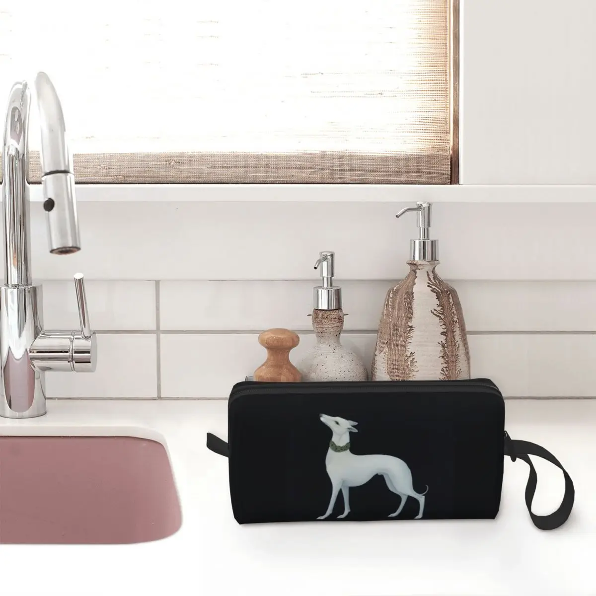 Cute Greyhound Cosmetic Bag Women Cute Large Capacity Whippet Sihthound Dog Makeup Case Beauty Storage Toiletry Bags