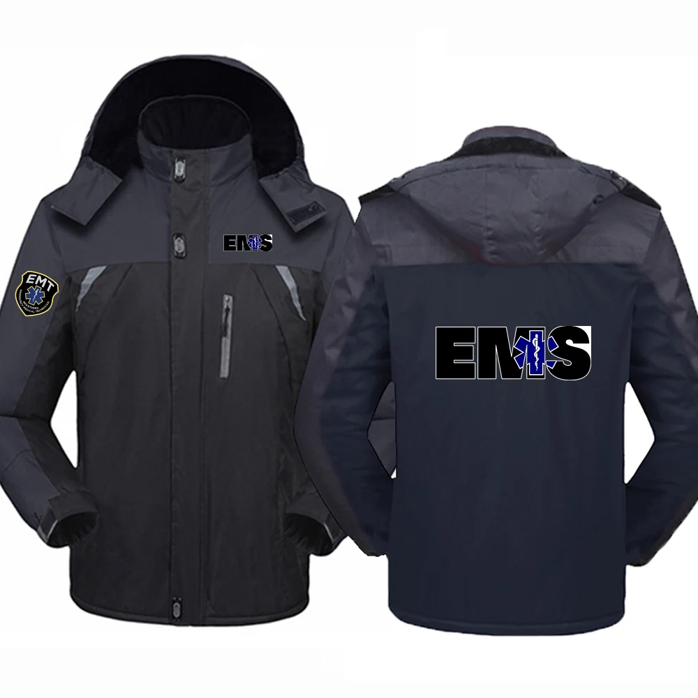 

2026 EMT Emergency Ambulance EMS Print Autumn And Winter Men's New Fashion Thicken Comfortable Warm Windbreaker Jacket