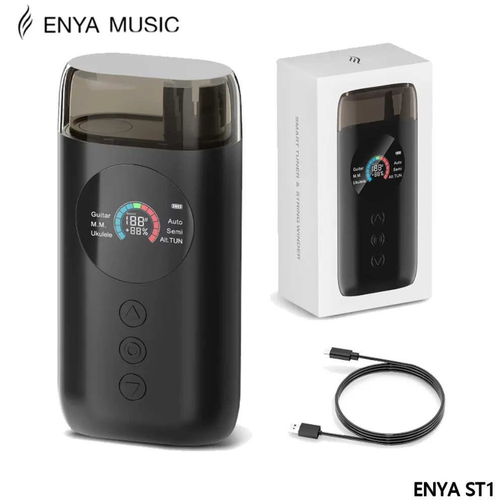 Enya Slimme Automatische Gitaartuner, Full-Color Lcd-Scherm-Metronoom & Snaarwinder-Voor Elektrische Gitaren, Akoestische Gitaren, U