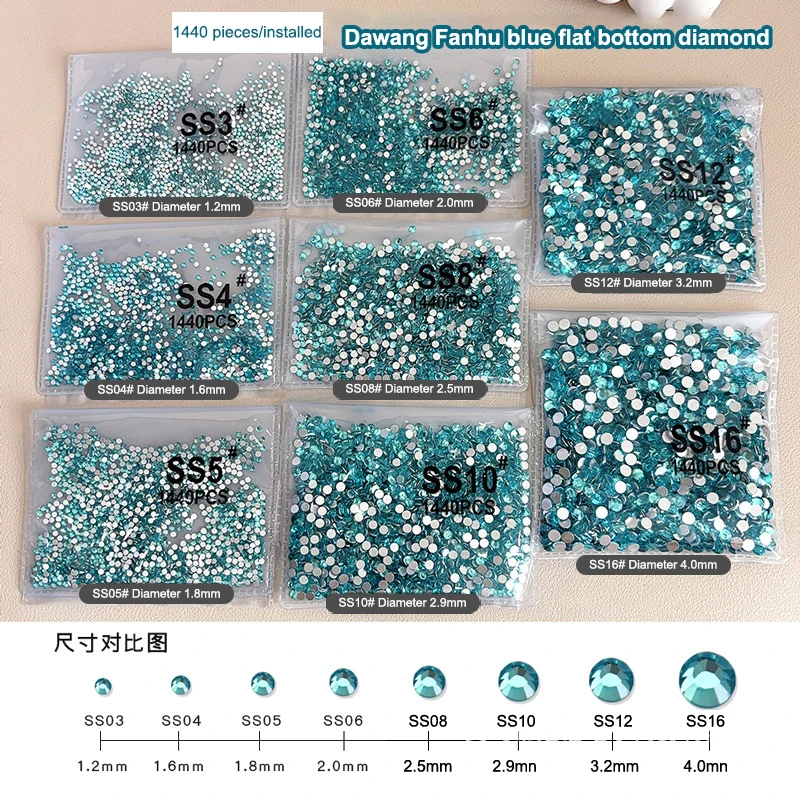 1440pcs Rhinestones Glitter Crystal Diamond Strass Flatback Stone Gems Nail Art Rhinestones Decorative Accessories