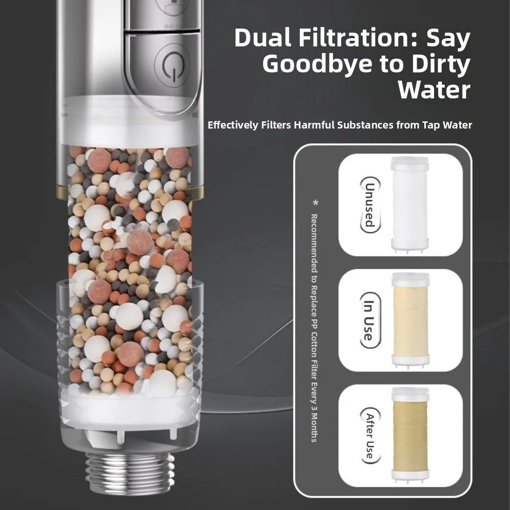 

Душевая лейка с 4 режимами и фильтрующим элементом, с функцией остановки воды одной кнопкой, высоконапорная, ручная, водосберегающая