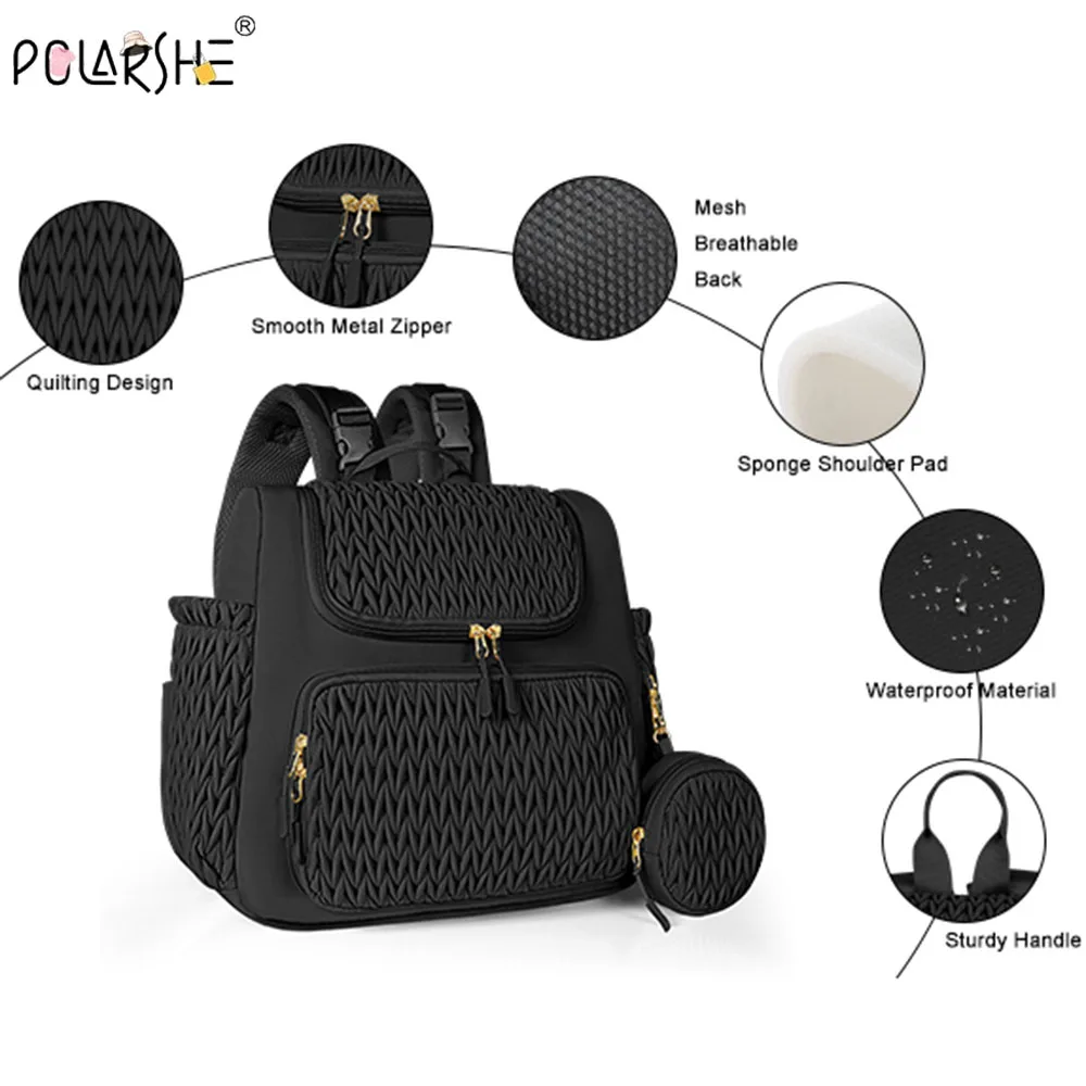 Large Capacity Mommy Backpack Multi Pocket Diaper Bag Baby Stroller Hanging Bag For Mothers Travel Outdoor Commuter Tote Bag