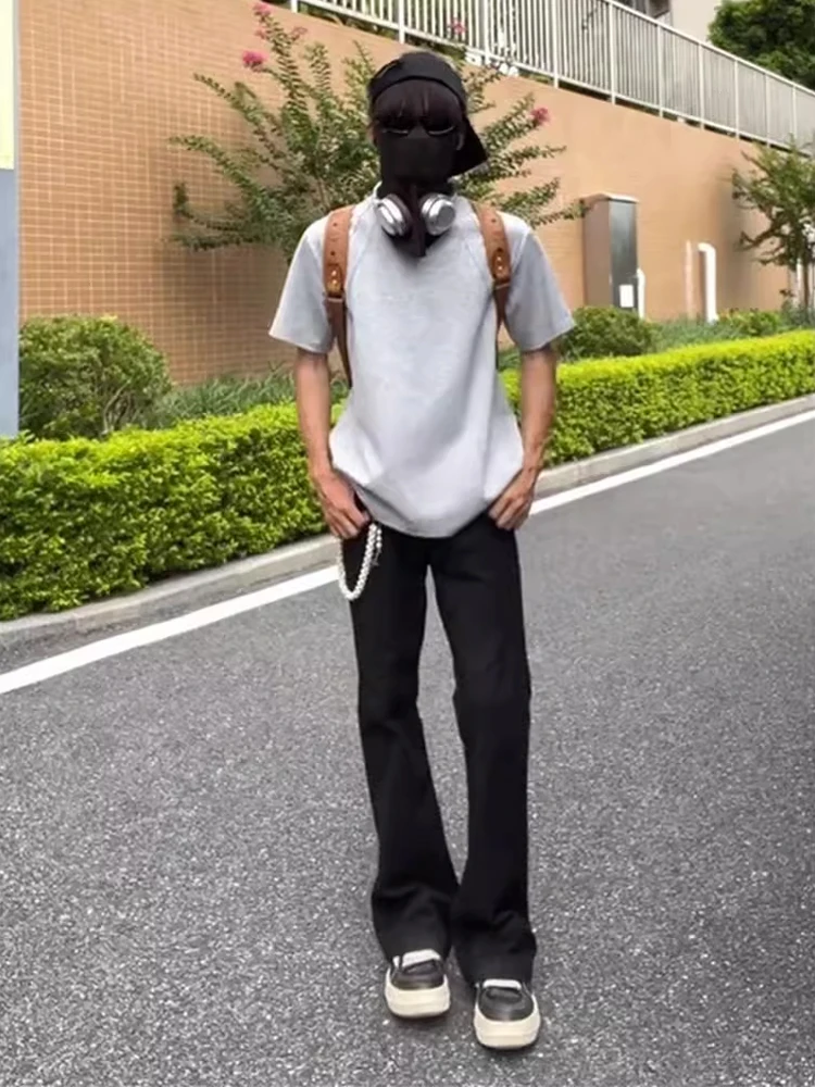 

Bla Slim Fit Straight Leg Jeans Men's Summer High Street Vibe CleanFit Bootcut Pants Casual Wear mid High Waist Zipper Fly