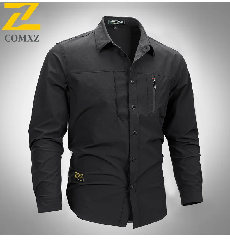 Brand Shirt Men's Spring Summer Fashion Comfortable Single Pocket Work Shirts Hiking Camping Fishing Waterproof Long Sleeve Top