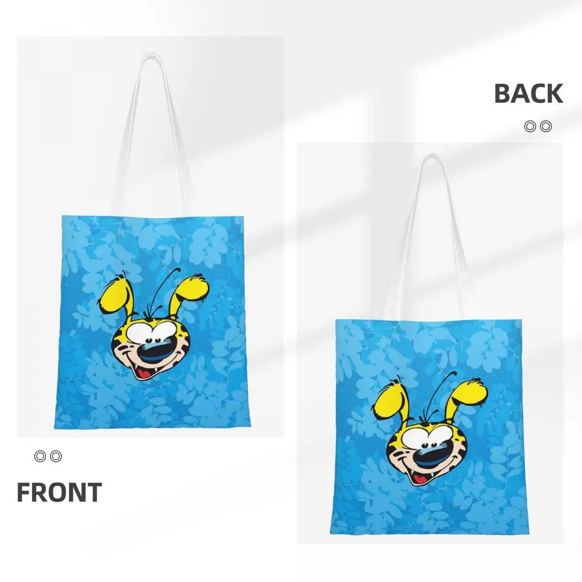 กระเป๋าช้อปปิ้งลายมาร์ซิพูลามิ กระเป๋าผ้าแคนวาส กระเป๋าโท้ทแบบพับได้สำหรับผู้หญิง กระเป๋าสะพายไหล่ กระเป๋าเดินทาง