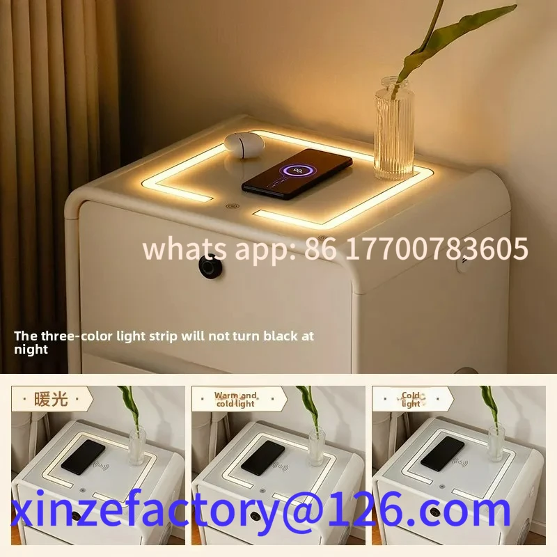 Customizable HXL smart bedside table rechargeable multi-function bedroom bedside storage cabinet