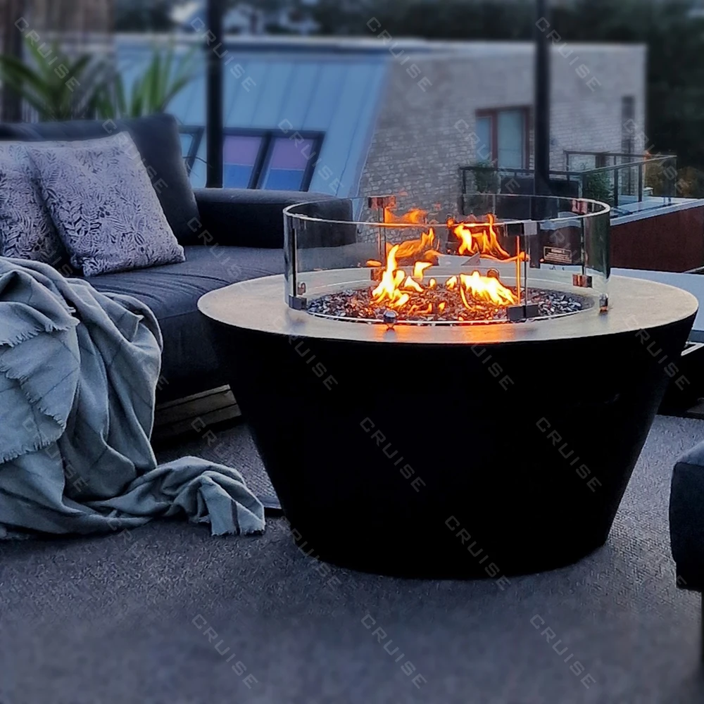 كروز D1200 * H480mm المناظر الطبيعية في الهواء الطلق قائمة بذاتها المعادن طاولة النار الحقيقية حديقة النار حرق الخشب حفرة النار المواقد