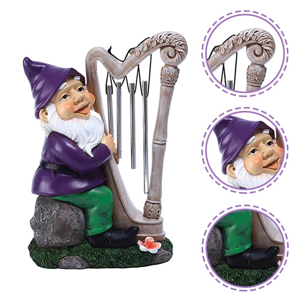 

Premium Resin Gnome Ornament with Wind Chime Garden Decor for Lawn Yard Patio Gnomes Garden Decorations Outdoor
