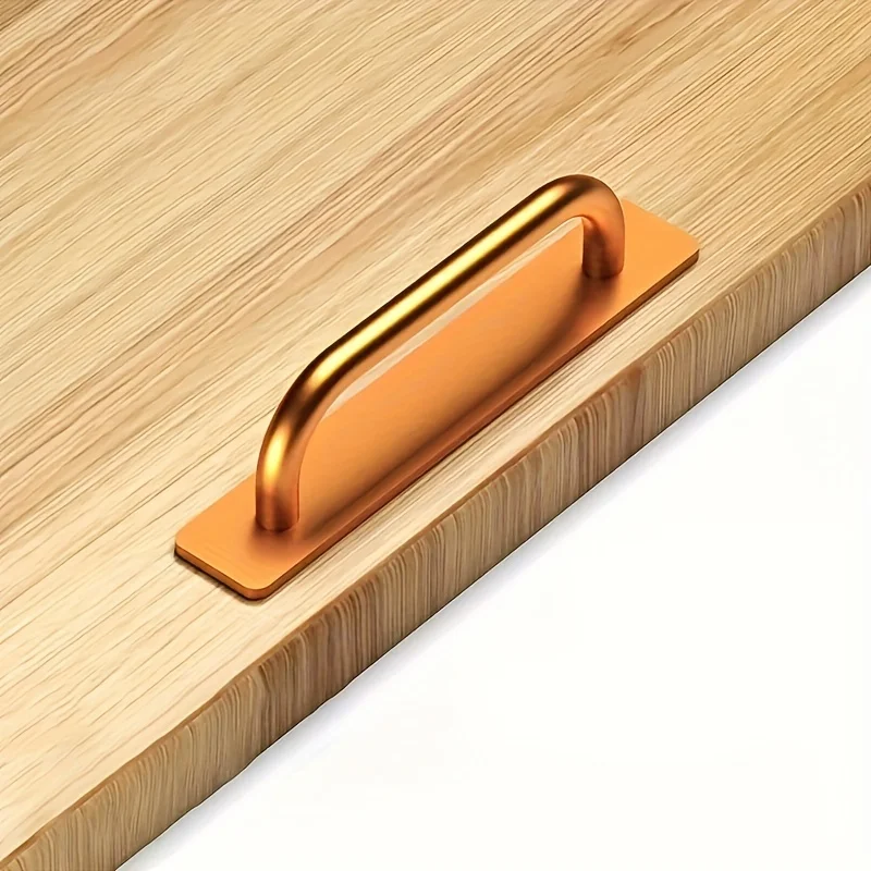 مقابض أدراج الخزانة الفورية ذاتية اللصق - مقابض أبواب لاصقة من الفولاذ المقاوم للصدأ مقاس 5.8 بوصة، بدون تصميم للحفر