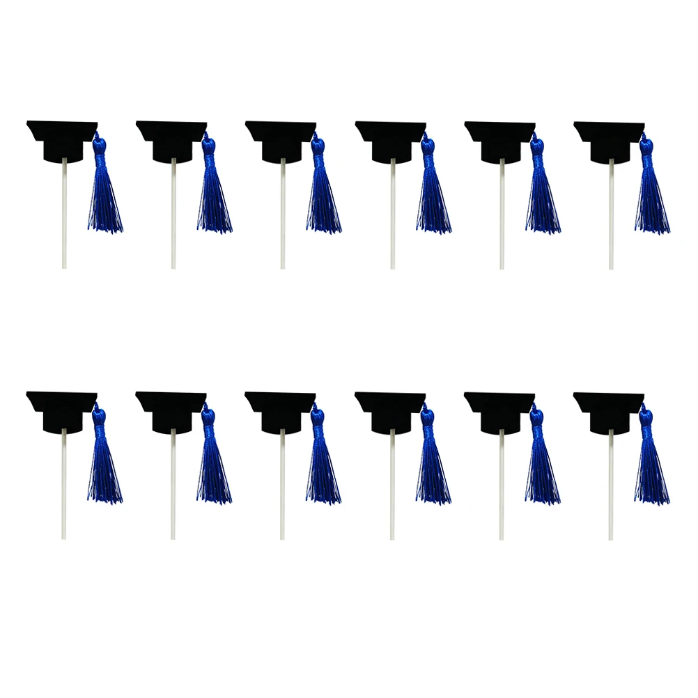 

12 Pcs Decorations Graduation Cap Topper Funny Phd Hat Cake Decorating Small Hats Dessert Blue College Student