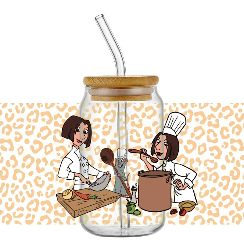 Miniso Cartoon Mouse Chef Decal for 16oz Libbey Glasses UV DTF Cup Wrap Transfer Sticker DIY Mug Waterproof Sticker