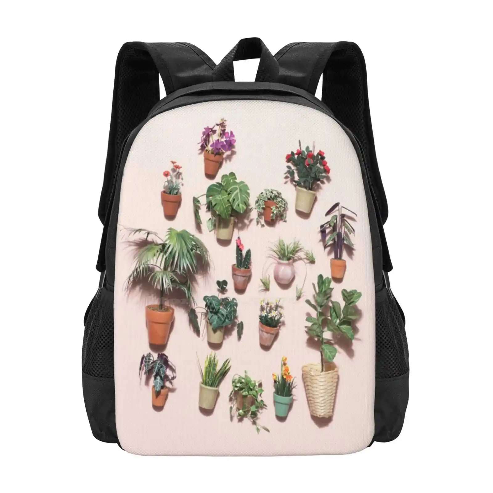 Mochila de plantas en miniatura, bolsas de moda, casa de muñecas en miniatura, papel rosa, planta de interior, planta en maceta, Monstera, gran oferta